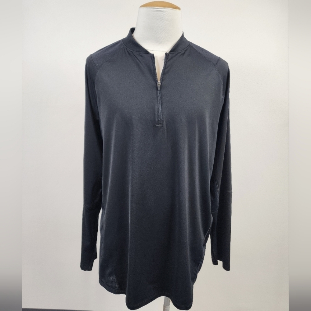 Under Armour Men's Black Long Sleeve Quarter-Zip Front Shirt Side Vents, sz 2XL